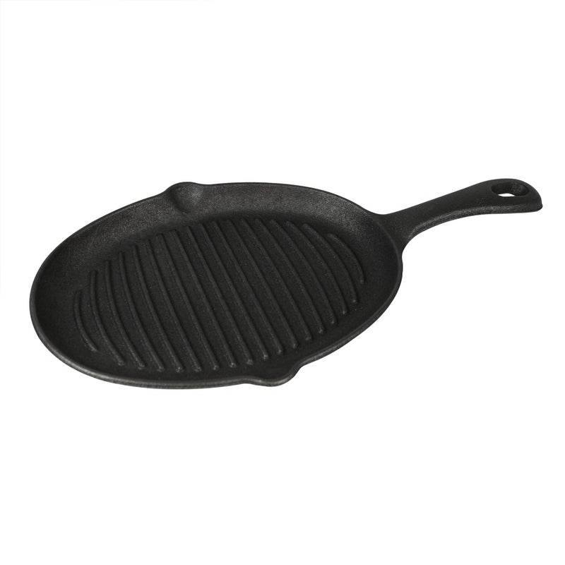 Jim Beam JB0159, Heavy Duty Construction, Pre Seasoned Cast Iron Skillet with Wooden Base and Mitt, Black,Small - Image 2